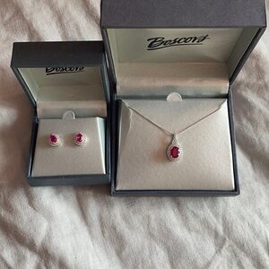 Ruby necklace and earrings